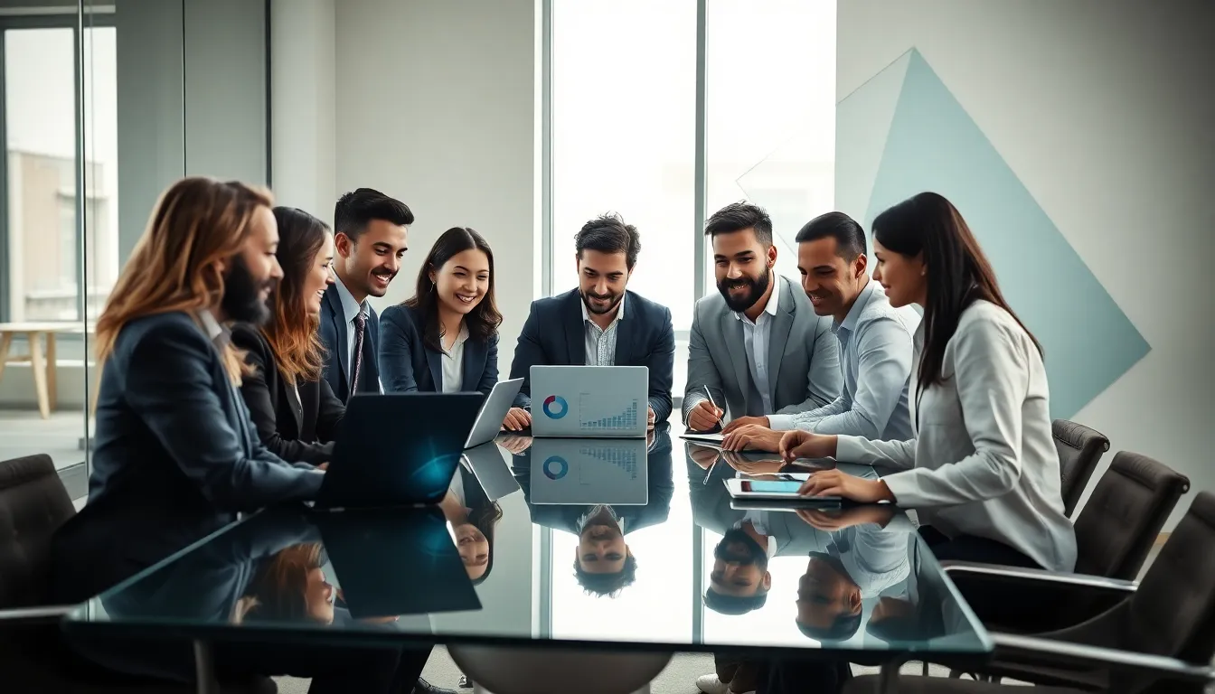 diverse team discussing emerging procurement technologies in a modern office.